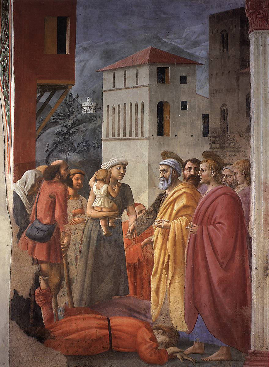 Distribuzione delle elemosine e morte di Anania