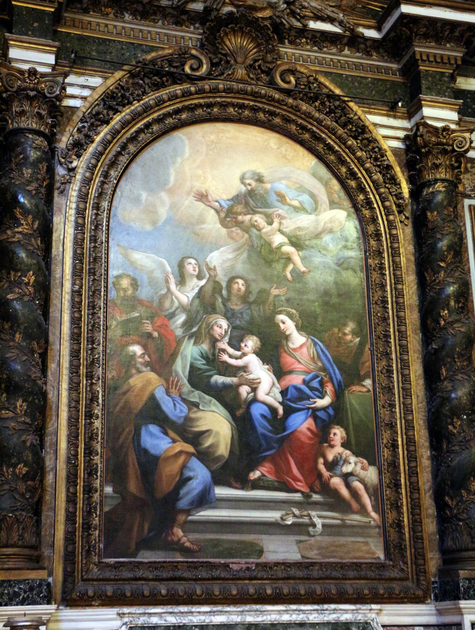 Giacinto caladrucci, sacra famiglia con sant'anna (sicilia, xvii secolo)