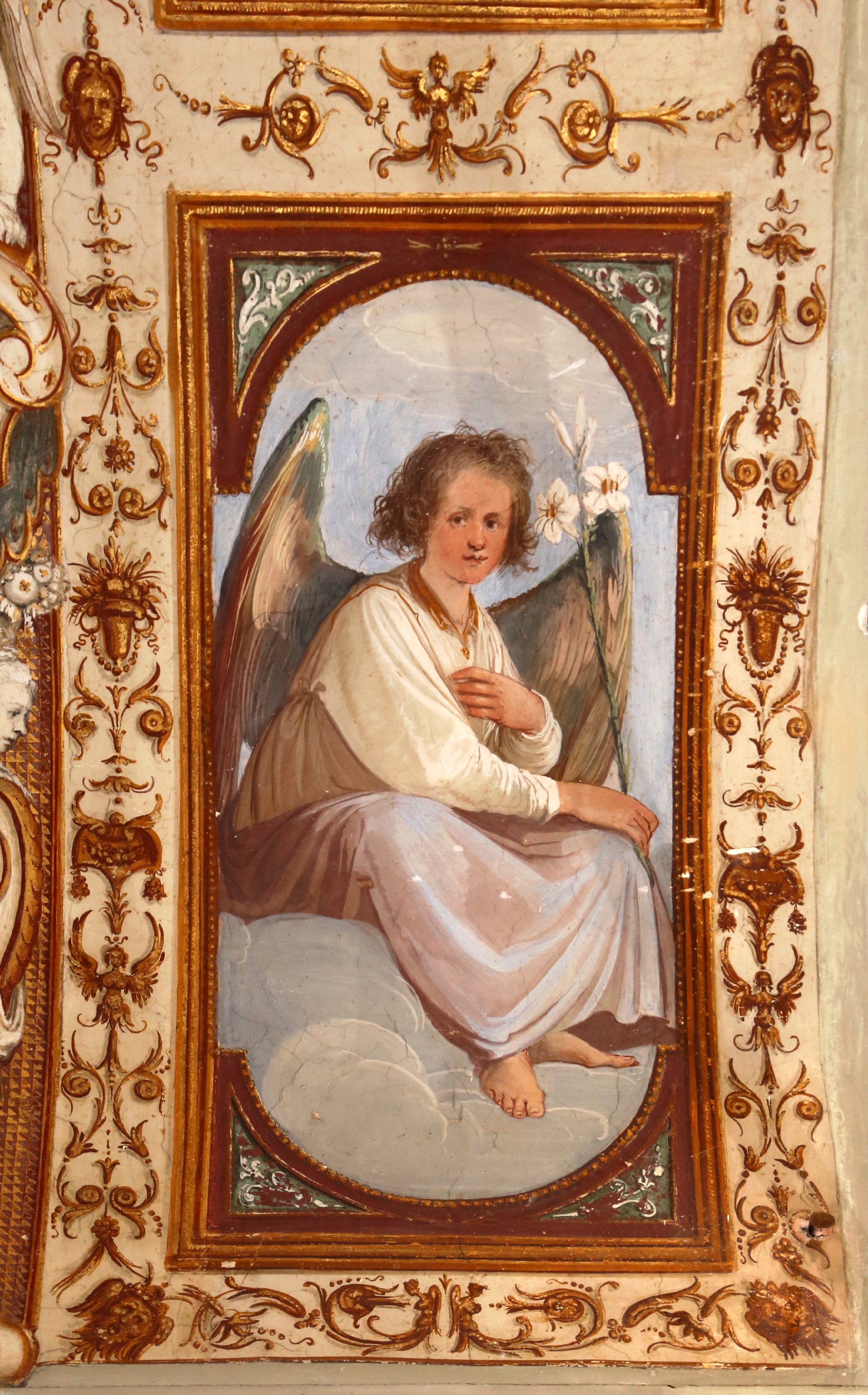 Gdsg, cappella della crocetta, 1621 ca., volta 04 gabriele arcangelo