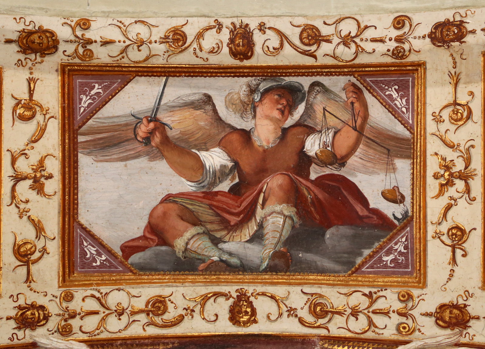 Gdsg, cappella della crocetta, 1621 ca., volta 03 michele arcangelo