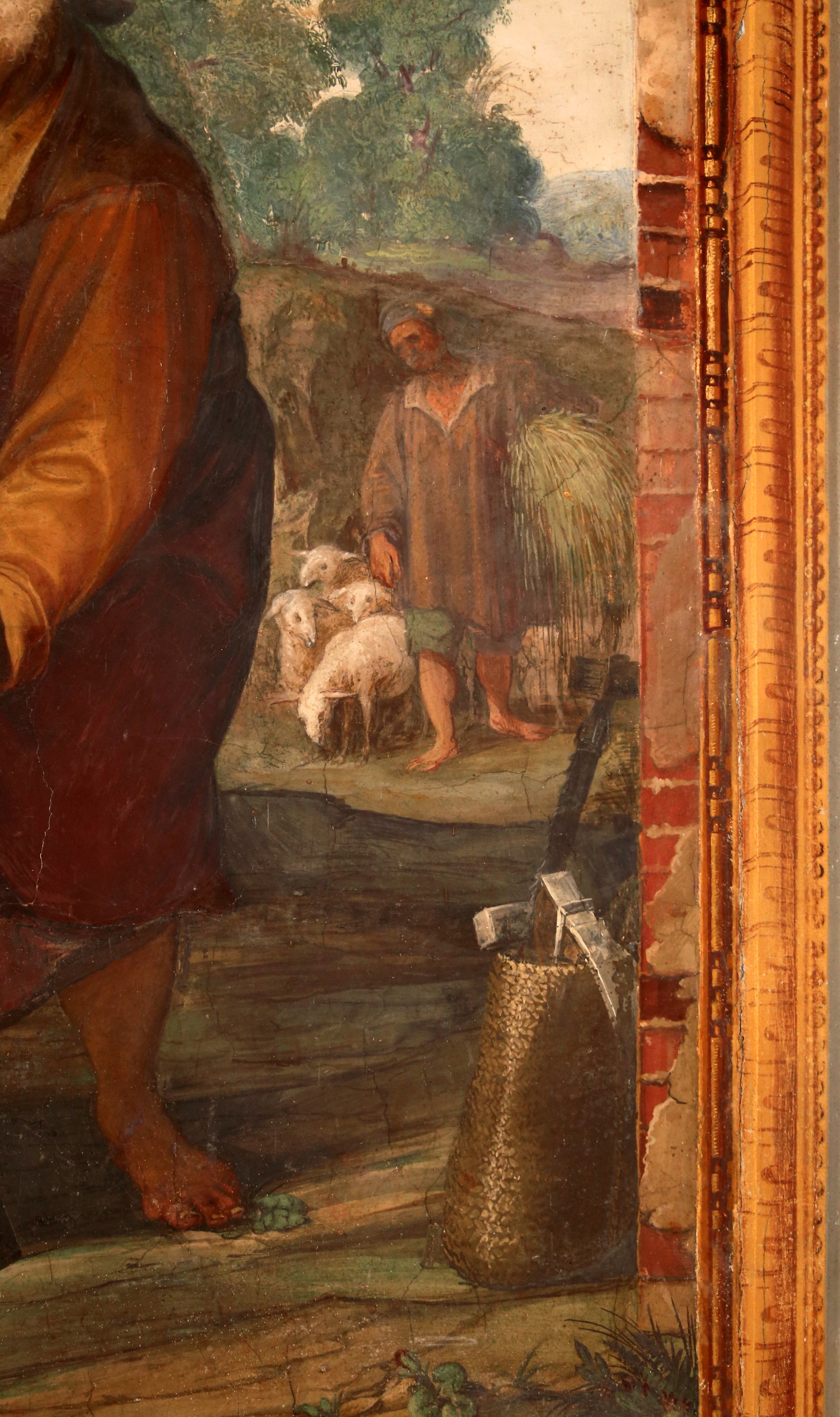 Gdsg, cappella della crocetta, 1621 ca. fuga in egitto 09 pastore
