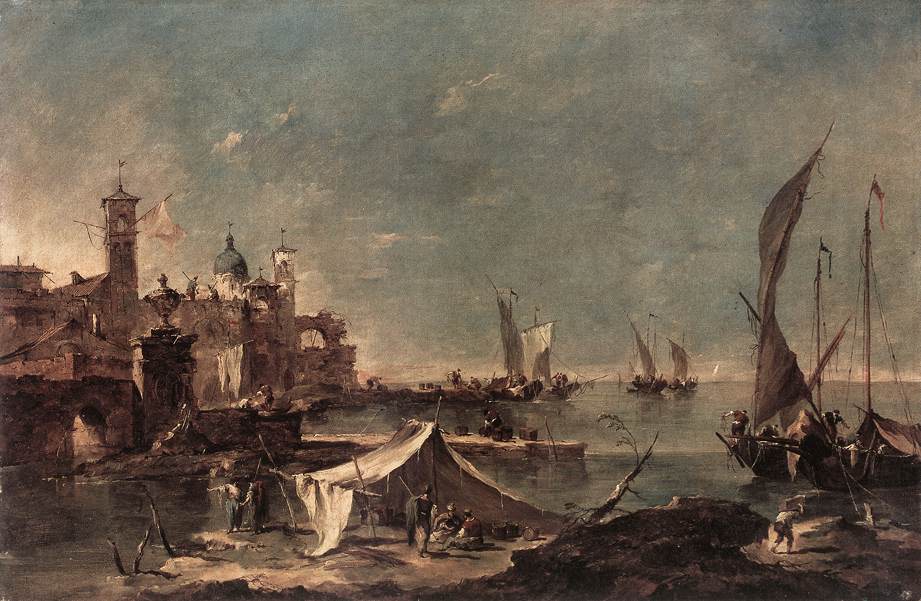 Francesco Guardi - Landscape with a Fisherman's Tent - WGA10860