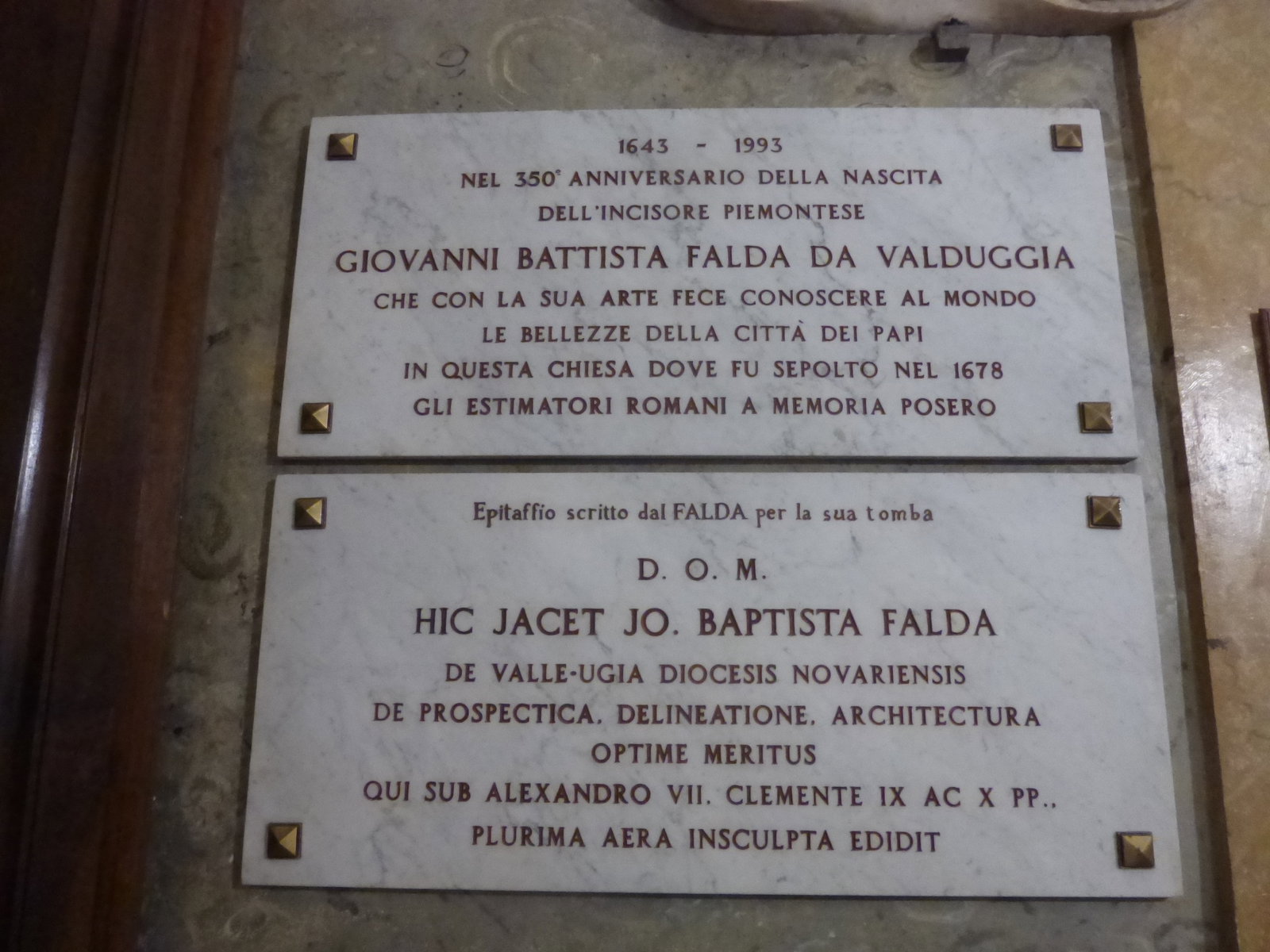 S M d Scala, epitaffio e memoria di GB Falda P1140290