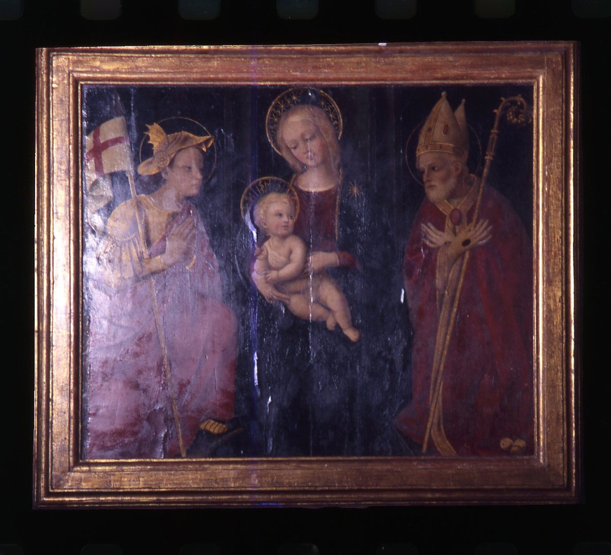 Madonna con Bambino tra San Giorgio e San Nicola di Bari (dipinto) - ambito fior
