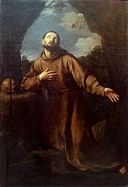 San Francesco d'Assisi in preghiera davanti alla croce (dipinto) by Reni Gu