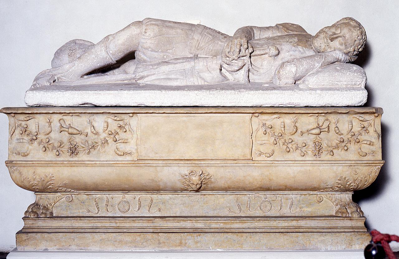 figura maschile distesa (monumento funebre) - produzione romana (prima met&agrav